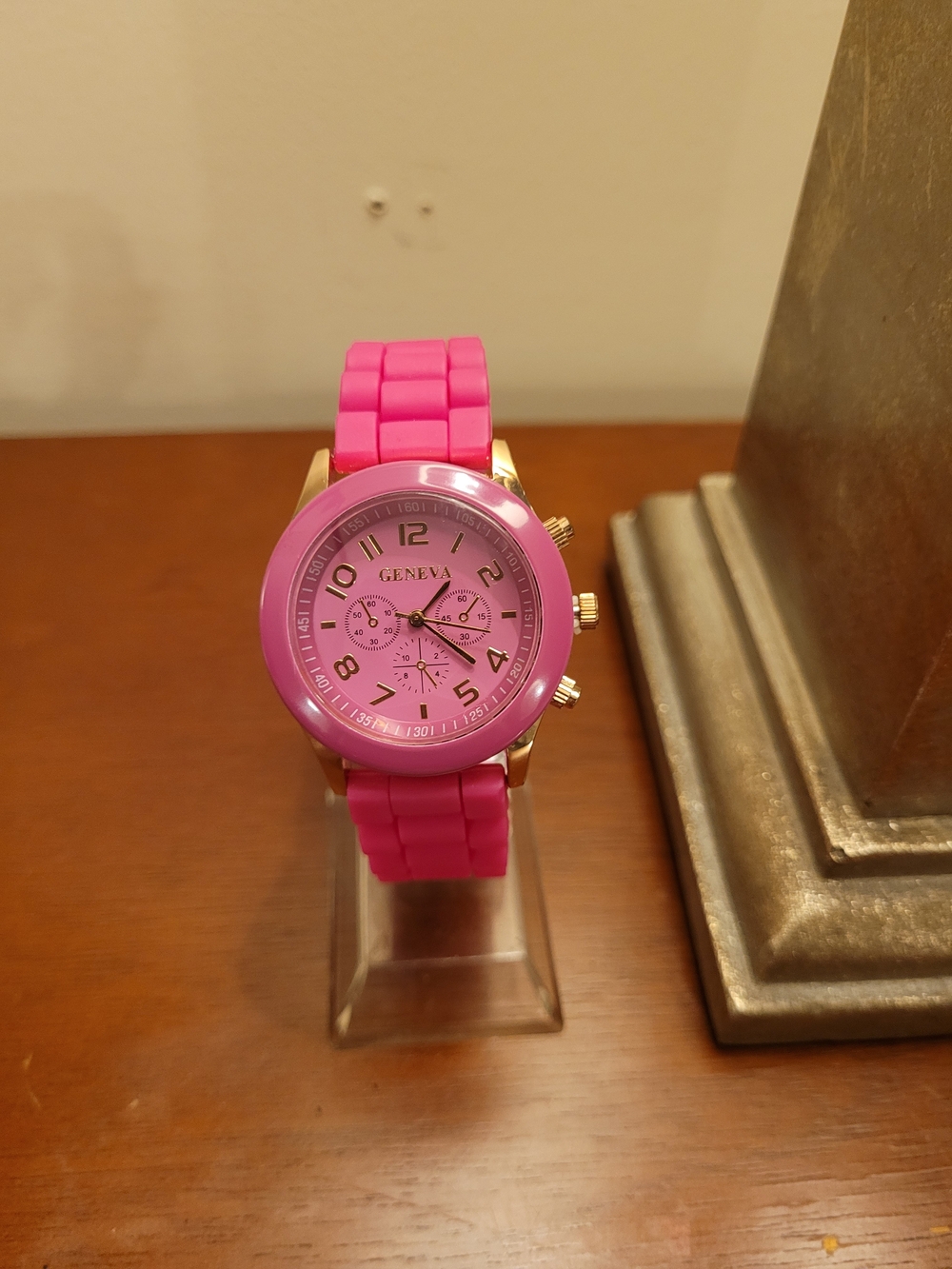 Brand New Hot Pink and Rose Gold Geneva Women's Silicone Watch